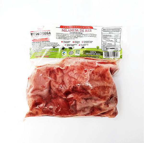 Milanesa de carne de res orgánica marca La Rumorosa 500g